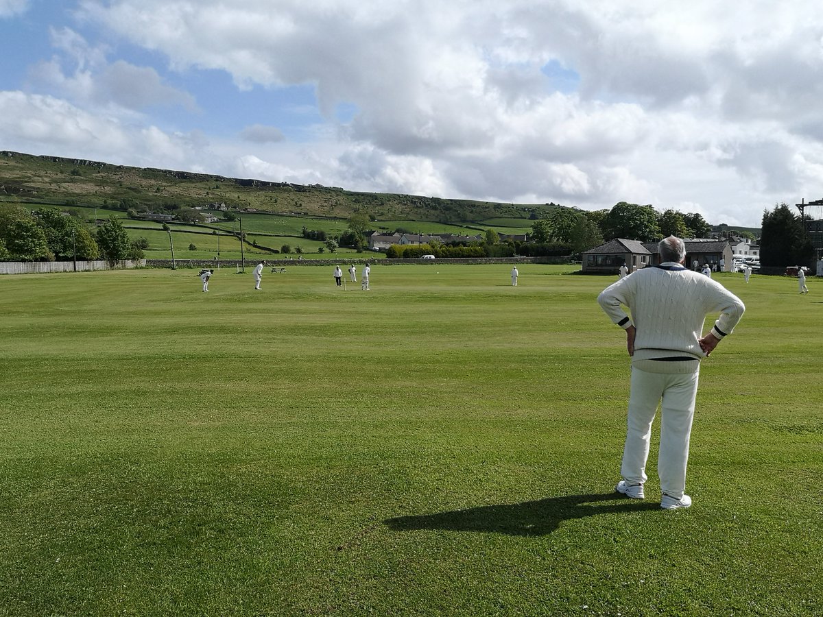 cricketyorks's tweet photo. Pleased to get back to Cowling today in the Craven Cricket League. Div 3 game vs Wilsden. Played in right spirit. Good to see two umpires at this level. Cost of teas remains a hot topic. Stellar views from Wainman's Pinnacle. https://t.co/fT2vevXE0f