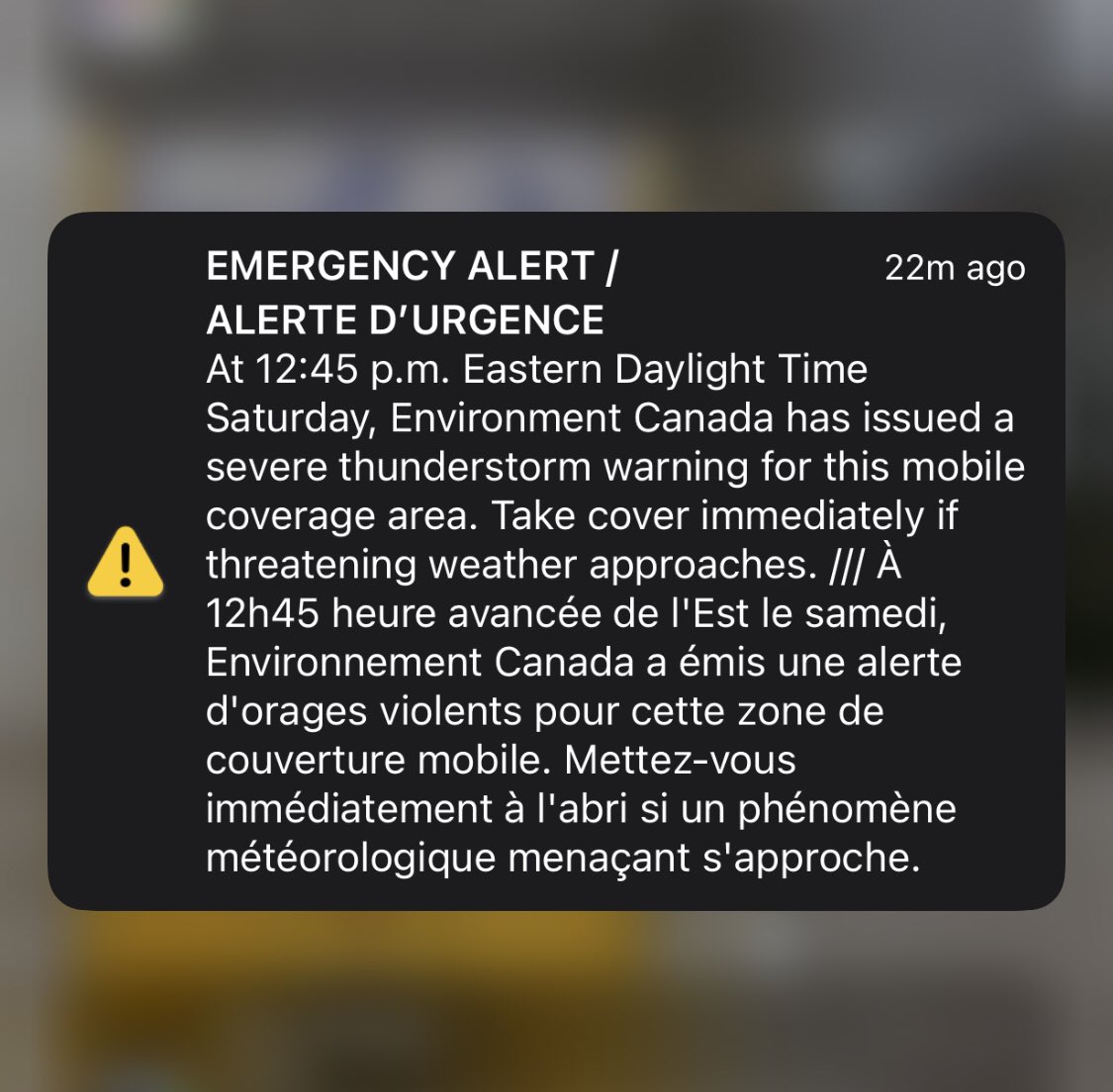 SGaibrie's tweet photo. Toronto is very ominous right now. Stay safe everyone! #ONstorm https://t.co/mXhNZcEVxE