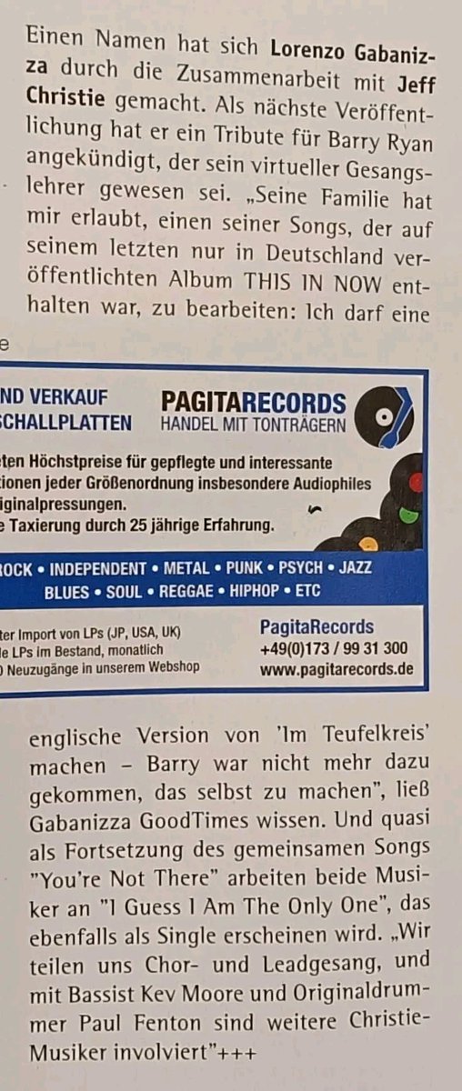 gabanizza's tweet image. Great article on the German mainstream magazine #Goodtimes about my forthcoming single and my #tribute to #barryryan thank you 🎵🙏🎼
@MusicCityMemo @OfficialMBTM