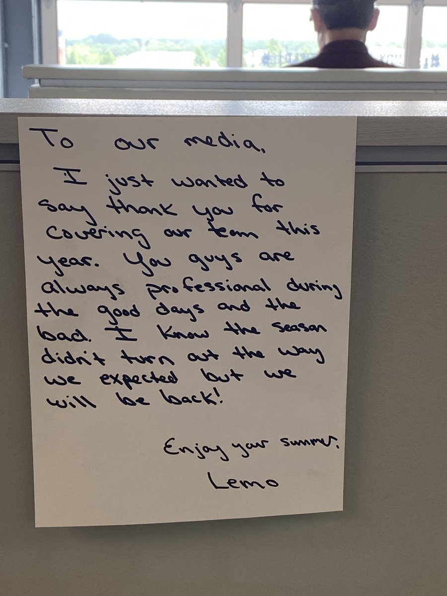 Classy message left for the media in the press box at Dudy Noble today.