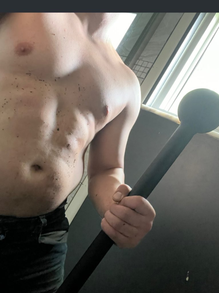 Lacking the attention span to lift weights in the conventional manner, I instead put on my loincloth and swing-around a steel mace in my backyard, on a surface of dirt and weeds.