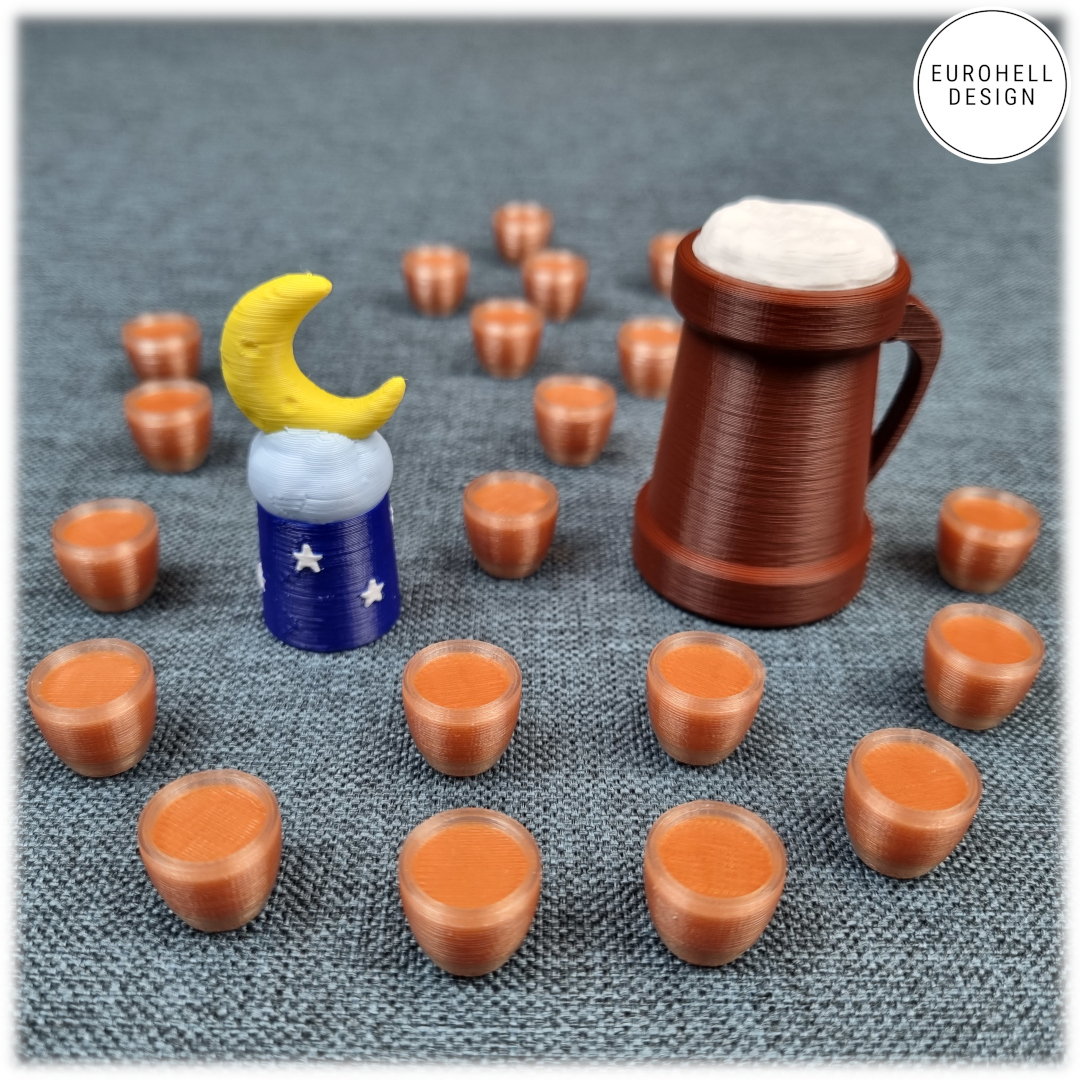 EurohellDesign's tweet photo. Taverns with small shot glasses and beer mug and moon 😀 by designing upgrades for you, we have now developed a great passion for the small works of art and it is always exciting what can become of a paper token sometimes ...

#eurohelldesign #tavernsoftiefenthal #schmidtspiele https://t.co/8kZHd8ZXxm