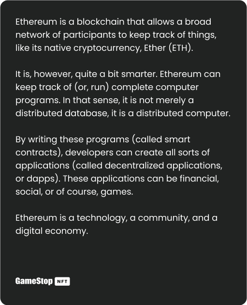 📚 What is Ethereum? #GameStopNFT