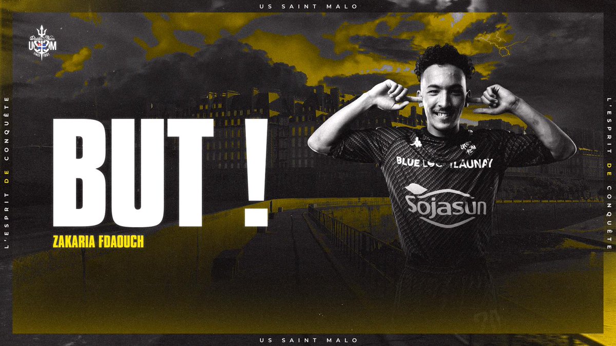 USSAINTMALO's tweet photo. 𝗟𝗜𝗩𝗘 𝗡𝟮 // #SPUSSM
67' : Et le doublé de Zakaria Fdaouch qui remporte son face à face !!! 🔥🔥🔥
Quelle performance de nos Diables Noirs ! 😍
0️⃣-4️⃣ https://t.co/CopeALM7li