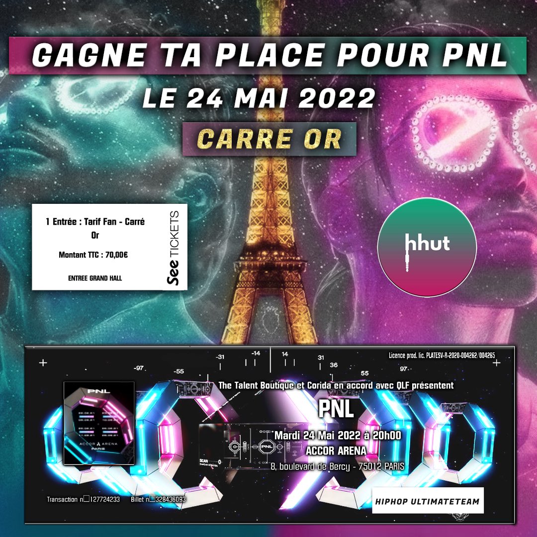 HH_UltimateTeam's tweet photo. -
GAGNE TA PLACE 🫀

Pour voir PNL le 24 Mai à L’accord Arena de Paris en carré OR ✨🎫

RT + FOLLOW 🍀 https://t.co/MtEIZxrAZJ