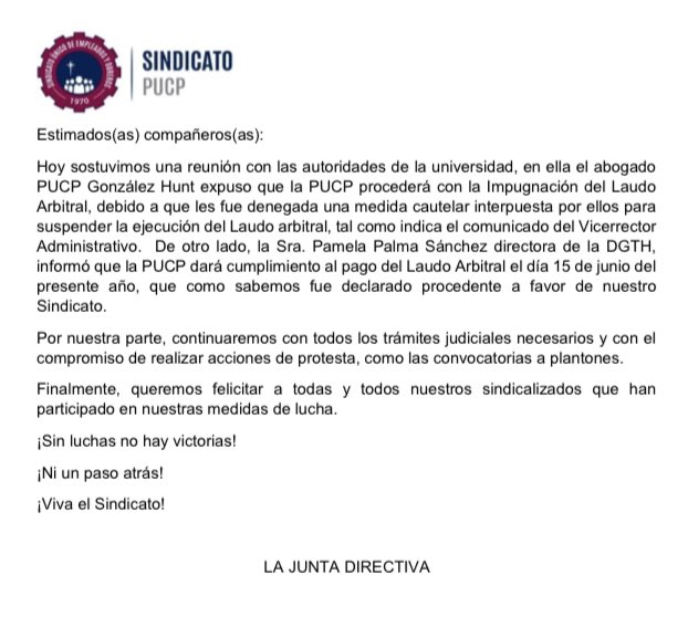 Sindicato PUCP tweet media