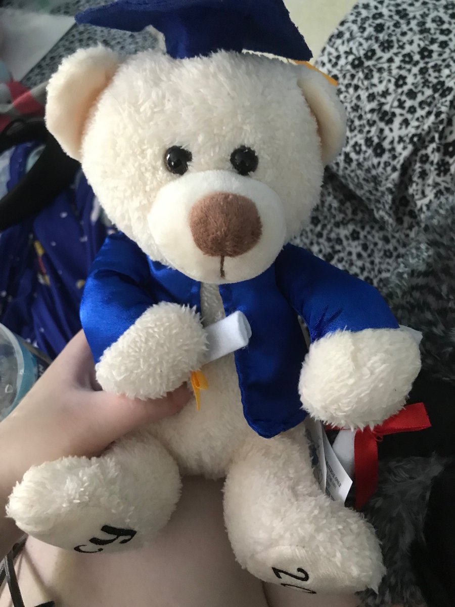 FavoriteLacy's tweet photo. Some of the things I got as Graduation gifts (the bear is personalized so it has my name on its foot and the name of my school on the cap) https://t.co/7hYjJe9Bpk