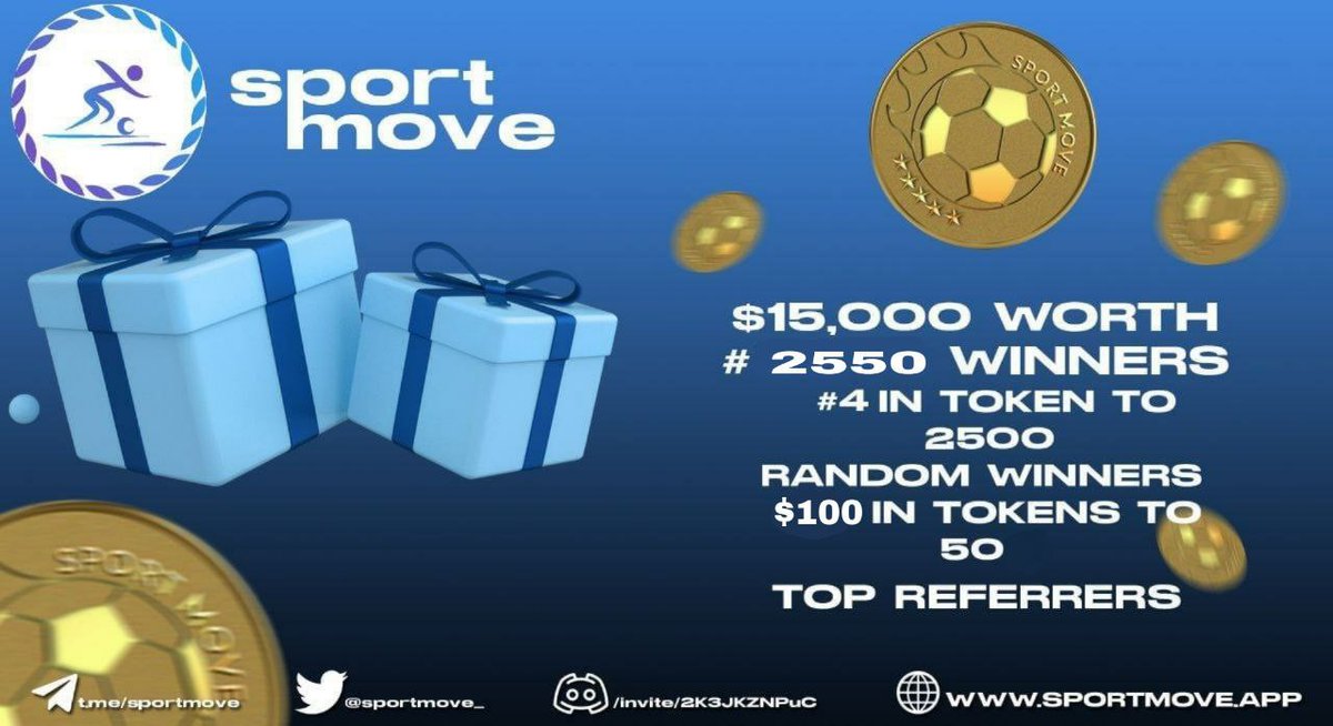 DynamicAirdrops's tweet photo. 🚨 Airdrop: Sport Move
🔥 Total Reward: $15000 Worth Of $SPORT Tokens
🛃 Website: https://t.co/vWxvGNqpjt
🚧 Rating: ⭐️⭐️⭐️⭐️⭐️ 
📛 Winners : 2,500 Random + 50 Top Referrals
🤖 Airdrop Link : https://t.co/EvOw60PBxF https://t.co/mNJpS3IoEN