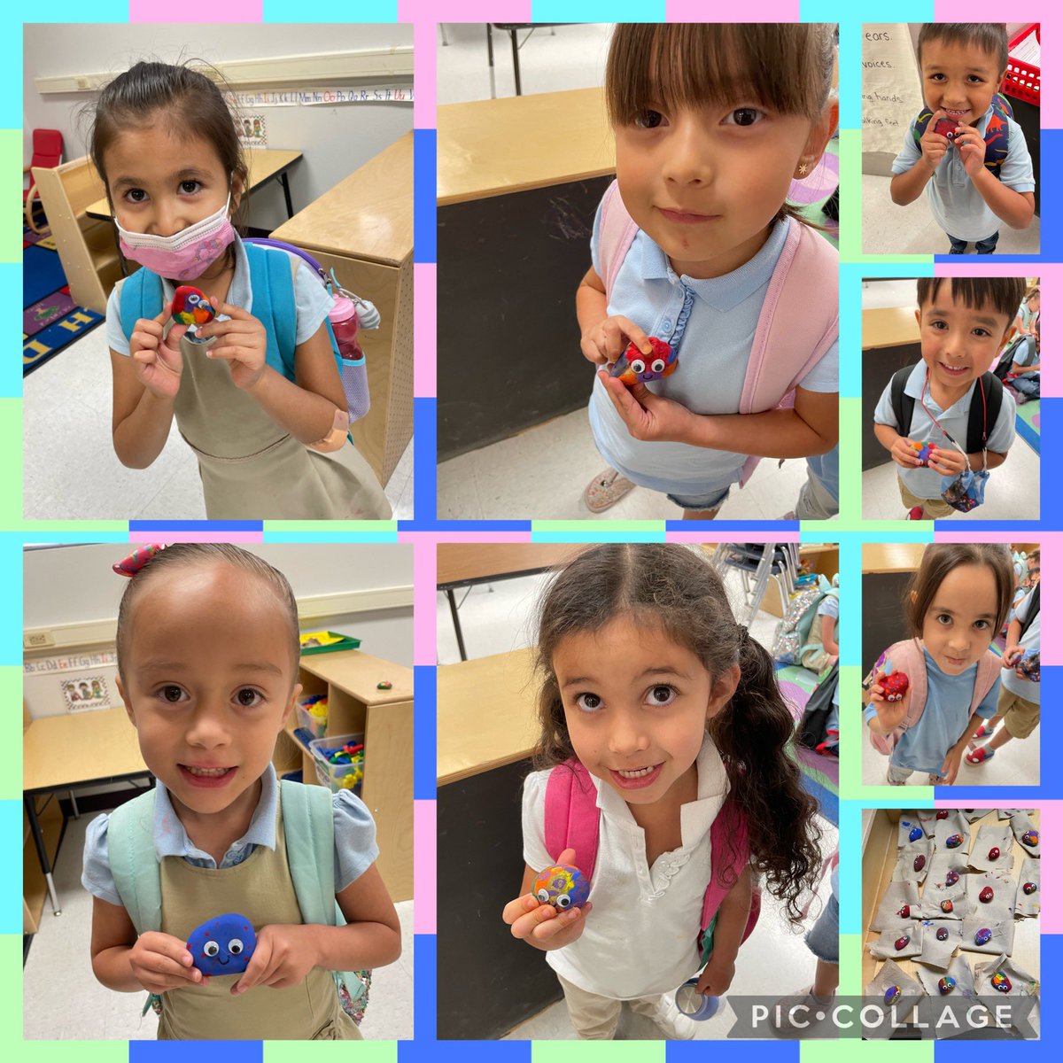 Knights proudly show off their creativity 🧡💜 #petrocks