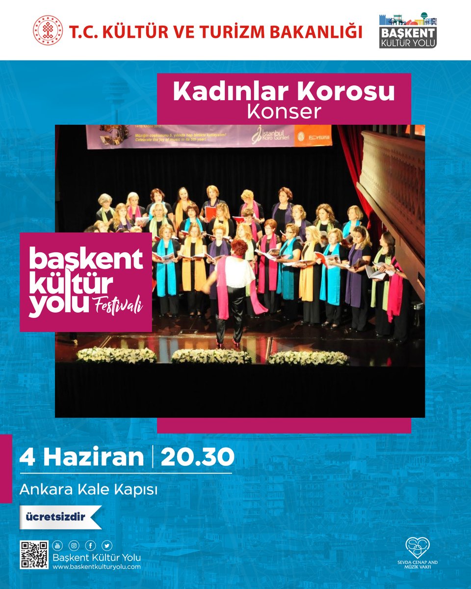 ankarakyf's tweet photo. Güçlü kadınların, güçlü sesleri 🎶🎼

Kadınlar Korosu Konseri, Ankara Kale Kapısı'nda!

🗓️ 4 Haziran
🕝 20.30 🕣

🎶🎨🎙️🎭🎸🖼️

#FestivalBaşkentte
#BaşkentKültürYolu https://t.co/wUzk3N3Lww