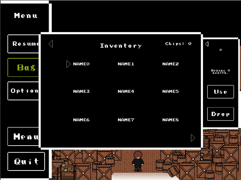 allingame01's tweet photo. The new revamped inventory screen I've been working on, yes I know original item names...
#gamedev #pixelart #screenshotsaturday https://t.co/jgJasXwLnZ