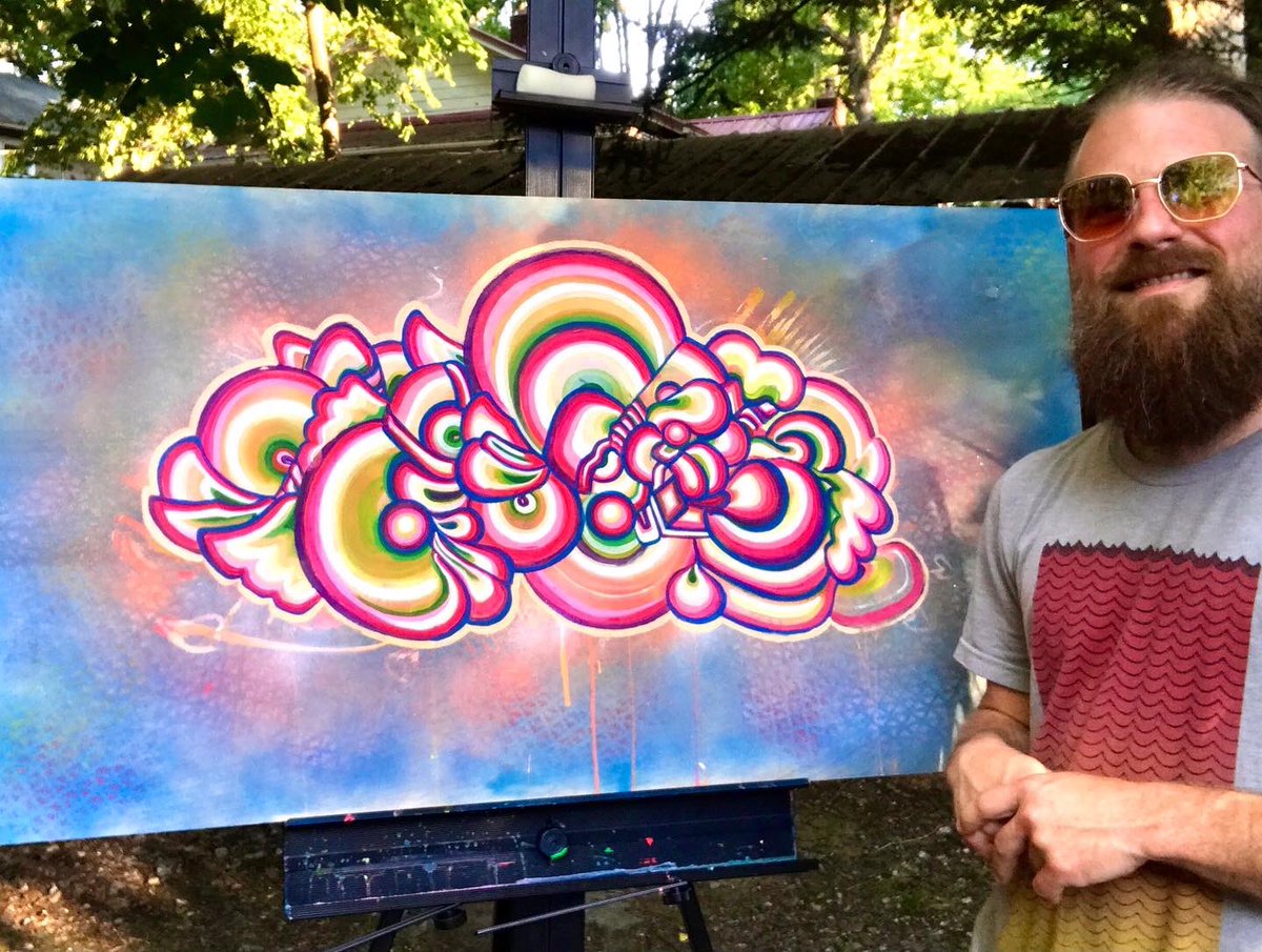 BraxtonBits's tweet photo. Check out this 2 night Jammer from my live painting gig last weekend. 
4’ x 2’ Acrylic and aerosol on birch panel. This one is available and payment plans are always an option. DM If interested ✌️ Have a great weekend! https://t.co/snowjMZgJ0