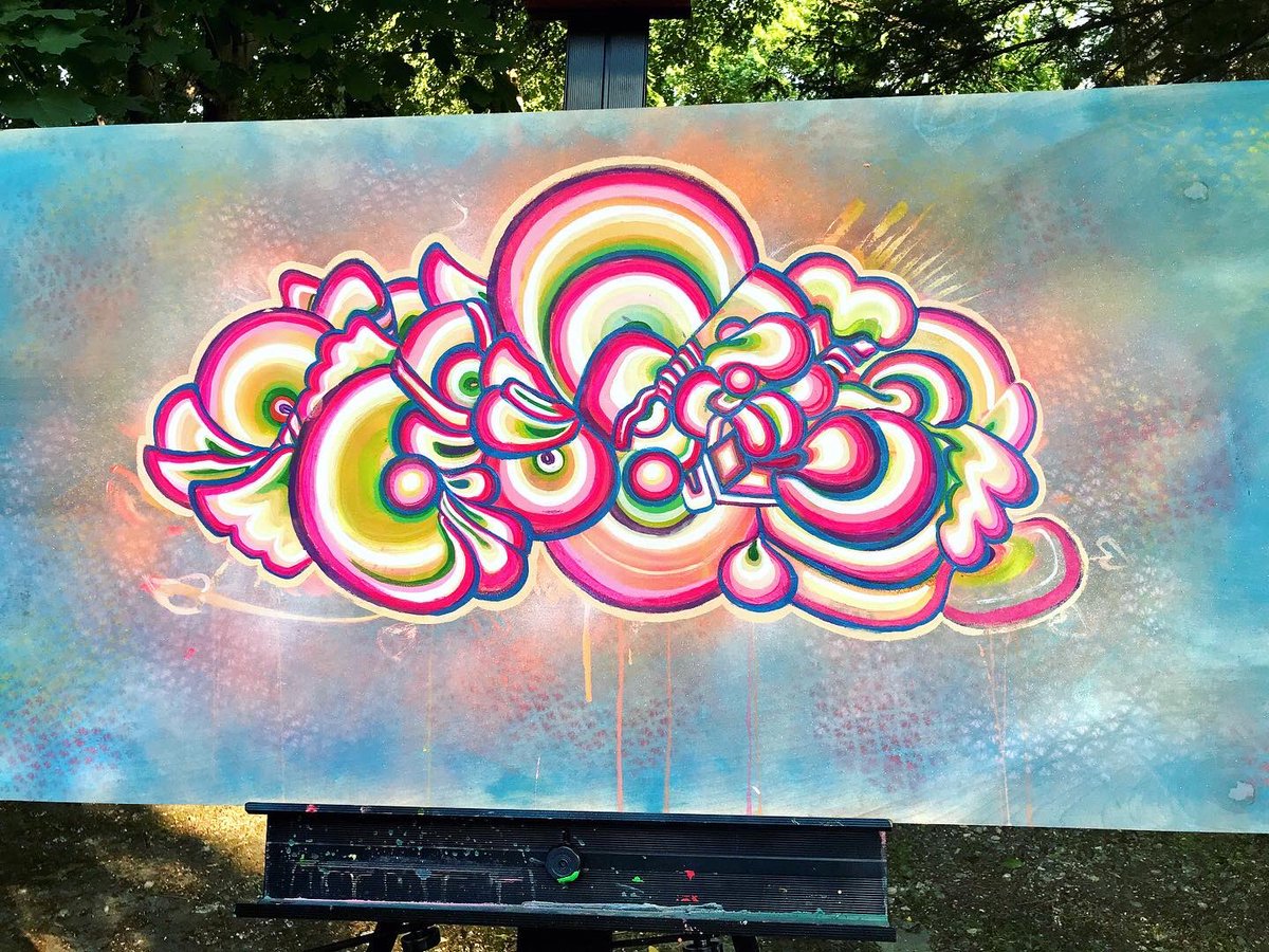 BraxtonBits's tweet photo. Check out this 2 night Jammer from my live painting gig last weekend. 
4’ x 2’ Acrylic and aerosol on birch panel. This one is available and payment plans are always an option. DM If interested ✌️ Have a great weekend! https://t.co/snowjMZgJ0