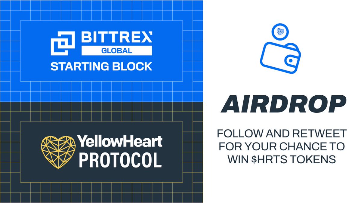 BittrexGlobal's tweet photo. Announcing the @YHProtocol #HRTSAirdrop!
Enter for your chance to earn a share of 150,000 $HRTS https://t.co/jcstcUfFar 

Using the link above
💛 Provide your KYC verified Bittrex Global email
💛 Follow @BittrexGlobal and @YHProtocol
💛 Retweet!

T&amp;C: https://t.co/FAAW3rv2Z6 https://t.co/jSdcqLJsD9