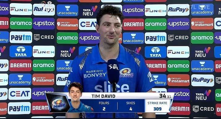 ImTanujSingh's tweet photo. The Hero of RCB - Tim David. https://t.co/E1DIrevbrM