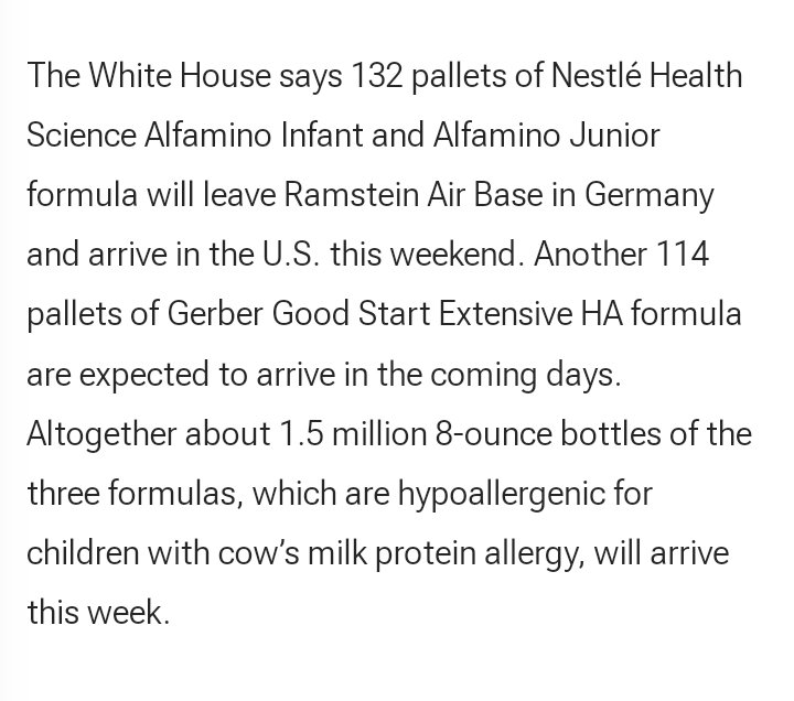 Real Mac Report on Twitter "The first flights of baby formula from