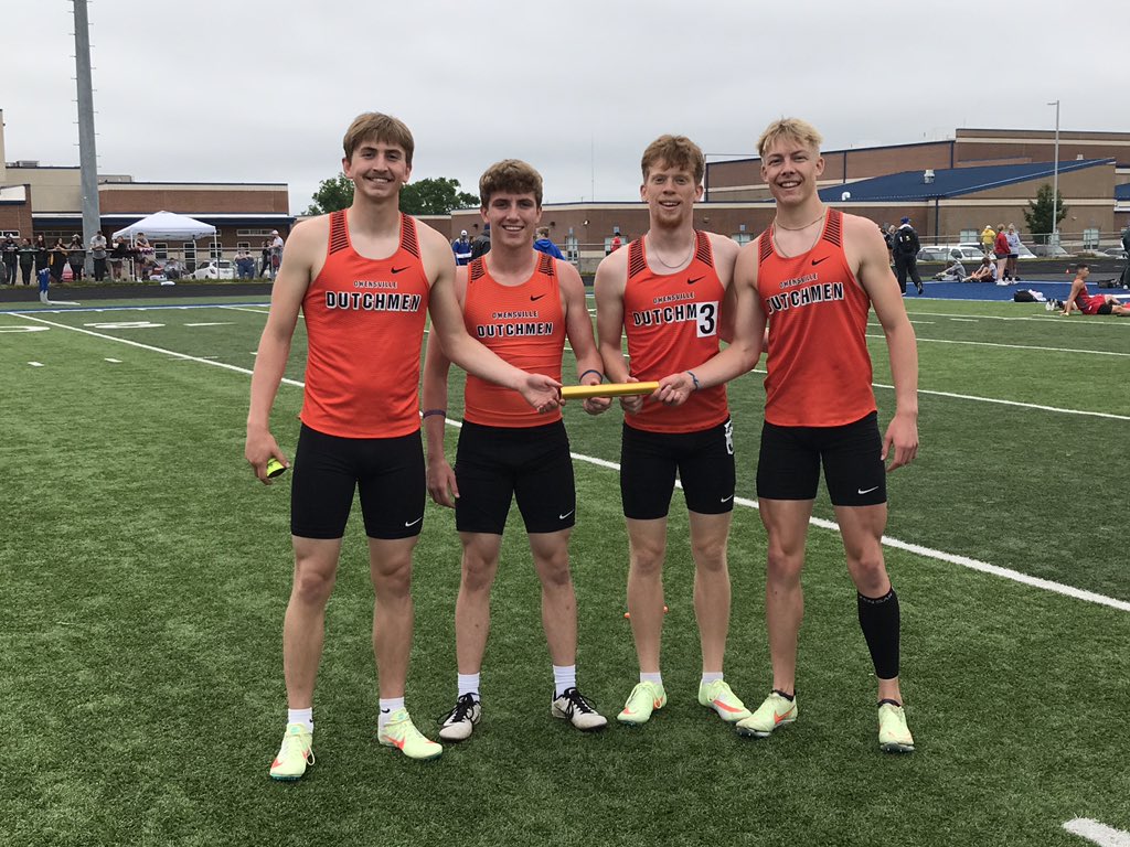 STATEBOUND! Owensville’s boys 4x200m relay team advances to state with a second-place finish.