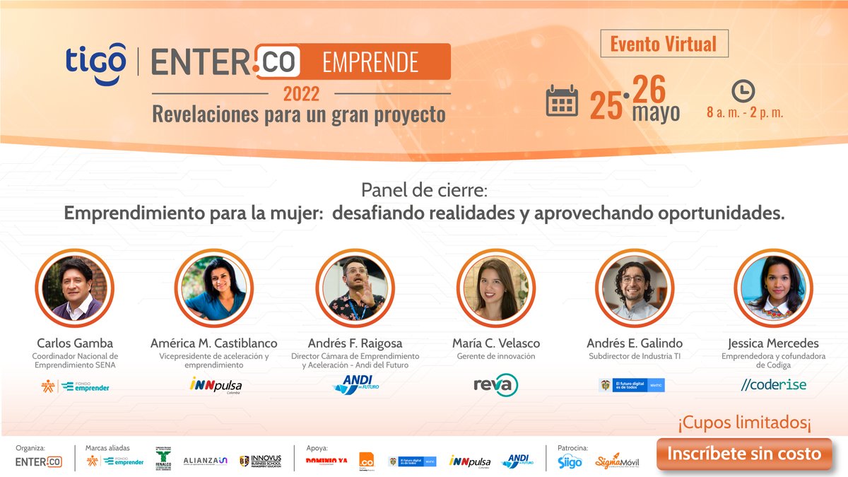 #iNNpulsaPresente 🤩| Los invitamos a participar en <a href="/ENTERCO/">ENTER.CO</a>, el #evento que le permitirá a los #emprendedores del país aprender y formarse en habilidades que son necesarias para conseguir proyectos exitosos💪.
✍️ bit.ly/3MEgolr

@americamaria12 <a href="/MincomercioCo/">MinComercio Colombia</a>