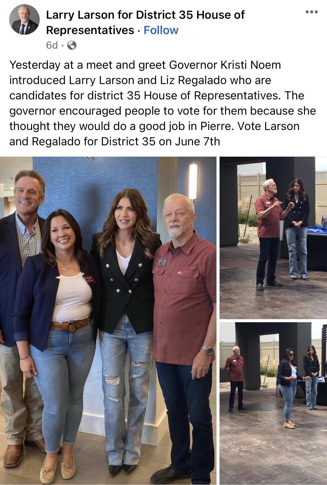 Austin Goss on Twitter "In House District 35, Governor Kristi Noem is