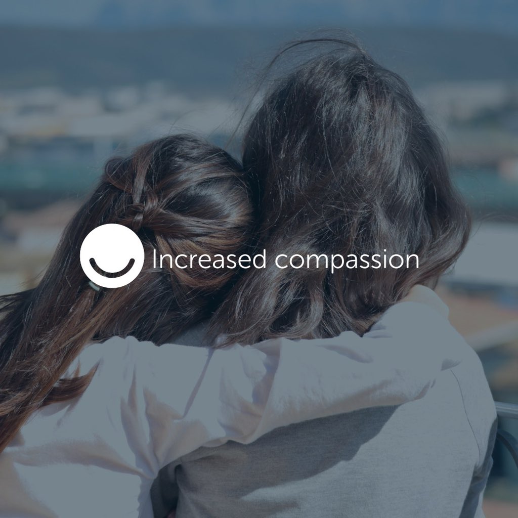 Increased compassion: meditation gives people a heightened awareness of their surroundings and enhances our ability to take the perspective of other people and relate our emotions in a healthy way to another persons suffering. #worldmeditationday