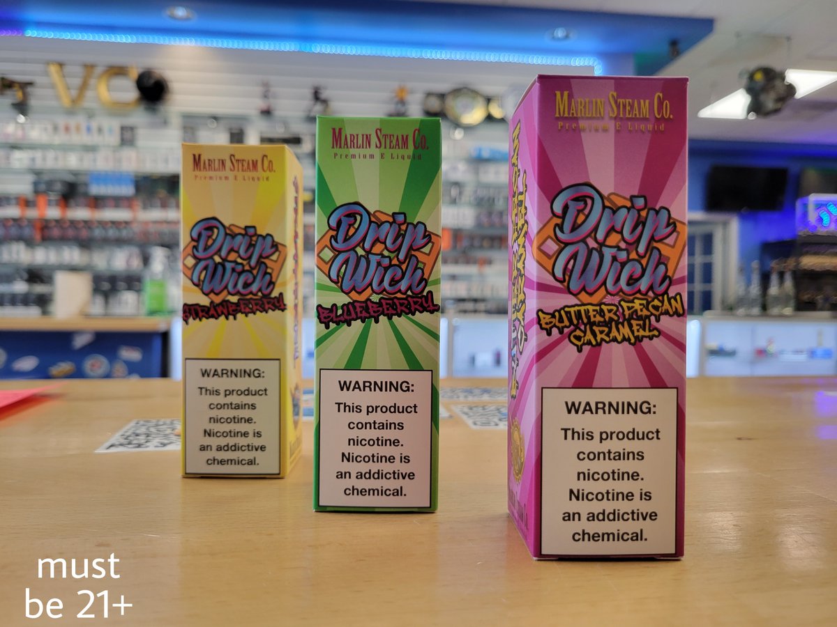 VaporCore's tweet photo. We have Drip Wich by Marlin Steam Co now available! Come try some amazing flavors like Butter Pecan Caramel, or their Blueberry Waffle Ice Cream!
Come check them out!
Must be 21+
#vaporcore #dripwich #marlinsteamco #vapestore #vapeshop #vape #vaper #vapeon https://t.co/deq2wsenzG