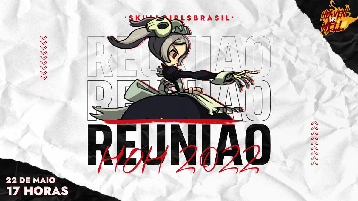 Skullgirlsbr's tweet photo. E nesse Domingo nós teremos uma reunião com o Top 8 do Heaven or Hell pra conversarmos sobre como foi o evento e como foi a experiência para todos, não fique de fora!

⏰ 22 de Maio às 17 horas (5PM BRT)
🔗 https://t.co/fKaixhlf6y https://t.co/cPUcNvRJvN
