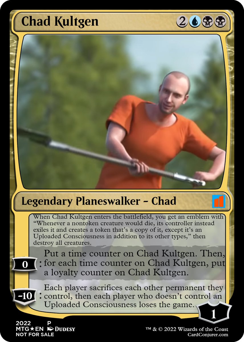 chozology's tweet photo. .@dudesypodshow @chadkultgen @WillSasso I'm working on a full, playable Dudesy MTG set. Here's what I have so far 🧵 https://t.co/T13SruMq40