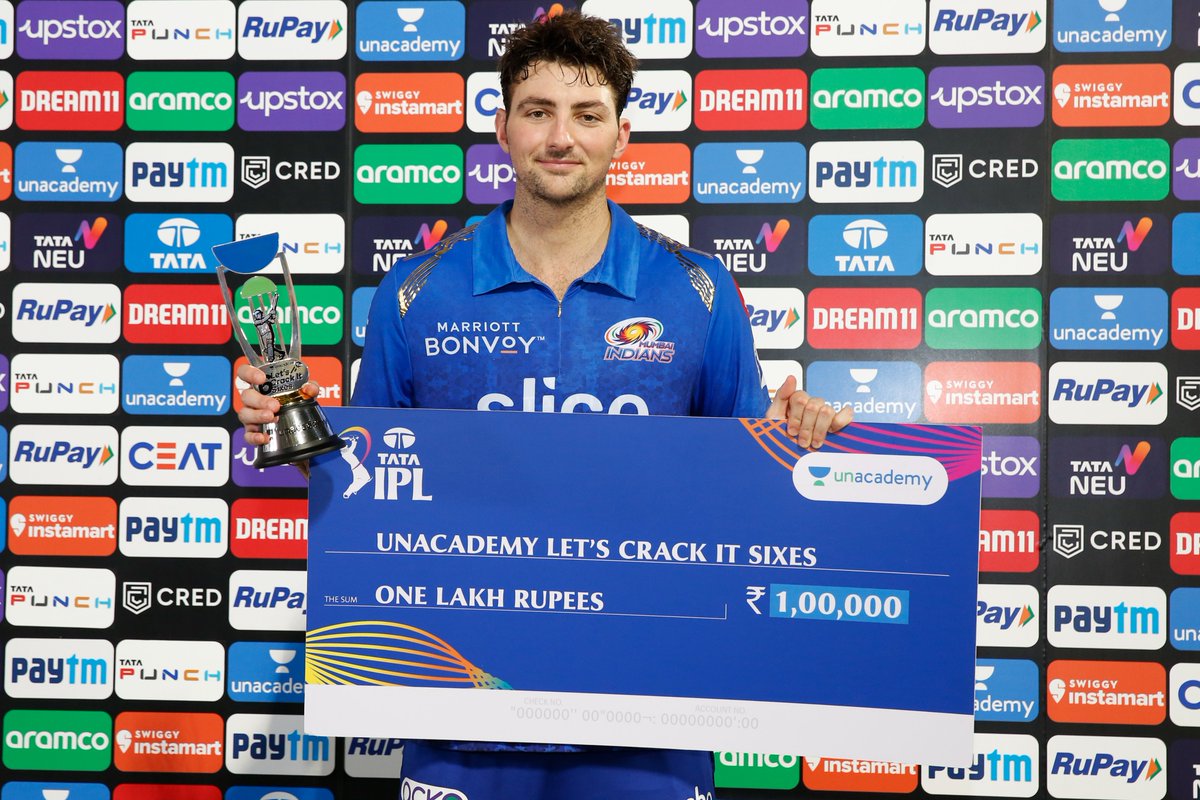 IPL's tweet image. Unacademy Let&apos;s Crack It Sixes of the Match between @mipaltan and @DelhiCapitals is Tim David.

#TATAIPL @unacademy #LetsCrackIt #MIvDC