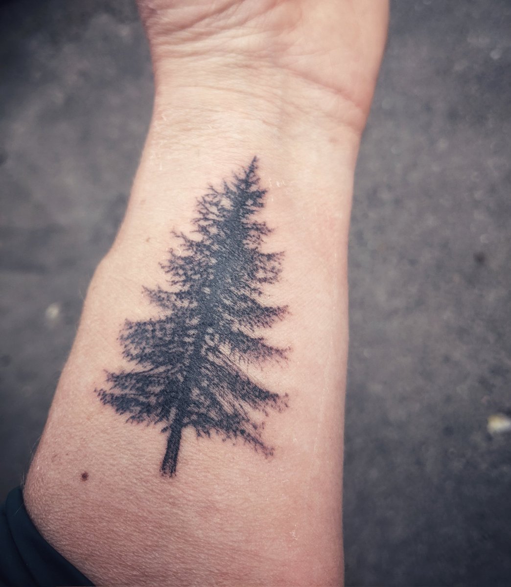 De pinetree. Een veerkrachtige boom die de meest brute omstandigheden overleeft. Symbool voor de prachtige natuur waar ik van hou, in het bijzonder die van Scandinavië die deel van mijn leven is geworden. Ik draag het voor altijd met me mee 💚. #pinetree #tattoo #naturelover