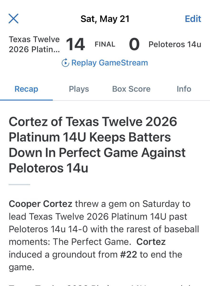 C_Cortez2's tweet photo. Hard to beat that! Taking care of business while Coach @DylanGaffney21 is on his honeymoon. Great team win for @TwelveBaseball 14U Platinum. As always, thanks to @scottymo25 for the pitching help. Back at it on Sunday! https://t.co/I4R7rF849n