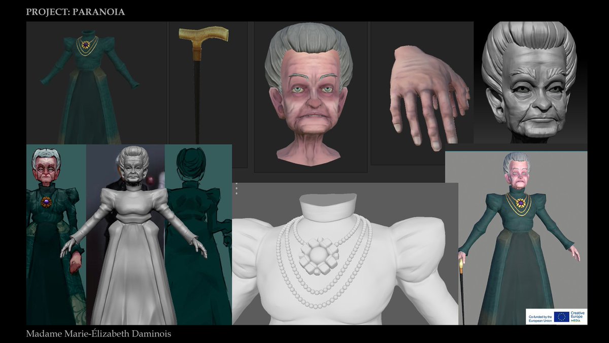 ProjParanoia's tweet image. Madame Marie-Élizabeth Daminois takes the spotlight for #ScreenshotSaturday! 
Sharing modelling progress for this NPC!

 #gamedev #indiegames #indiedev #videogames