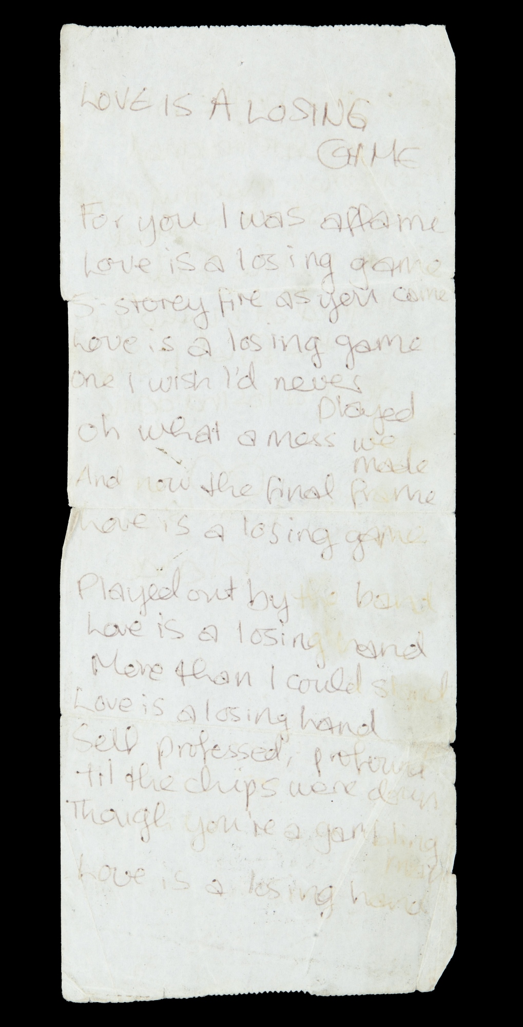 Amy Winehouse on X: Track 6: Love Is A Losing Game, handwritten lyrics by  Amy What are your favourite lyrics from 'Back To Black'? 🖤   / X