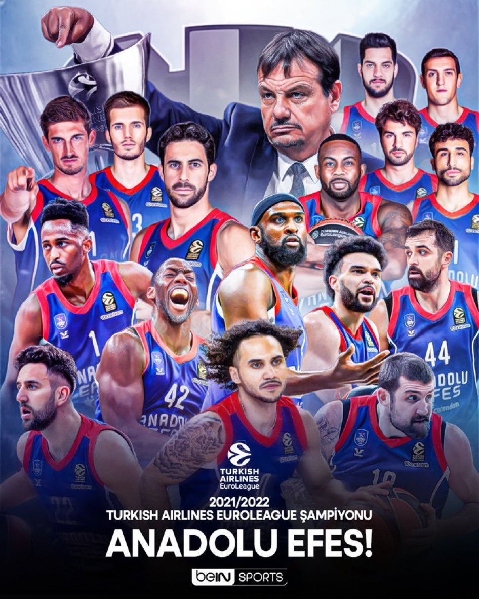 🏆ŞAMPİYON ANADOLU EFES🇹🇷🇹🇷

🎤 Ergin Ataman…

Bu şampiyonluk Türkiye'de canını kanını ay yıldız için feda eden tüm Türk halkına armağan olsun. 

Bu takım tarih yazdı. İşte Türkler böyle yapar..."