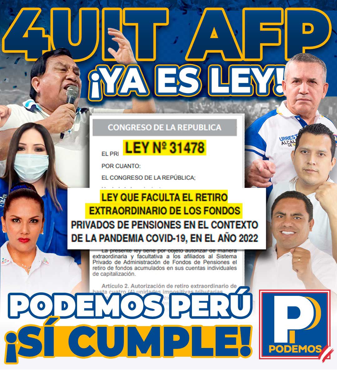 podemos_peru's tweet photo. Lo que prometemos, lo cumplimos. Esa es nuestra forma de hacer política. Seguiremos luchando por hacer realidad la agenda social, priorizando los verdaderos intereses del pueblo en medio de esta crisis que golpea a los que menos tienen. 
#PodemosSiCumple #AFPnoMeRobes https://t.co/ZehbhWWnoF