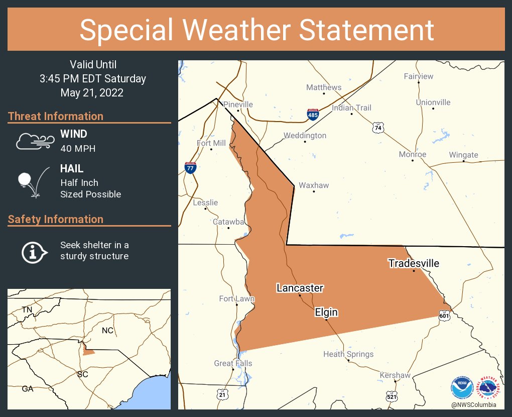 NWS Columbia on Twitter "A special weather statement has been issued
