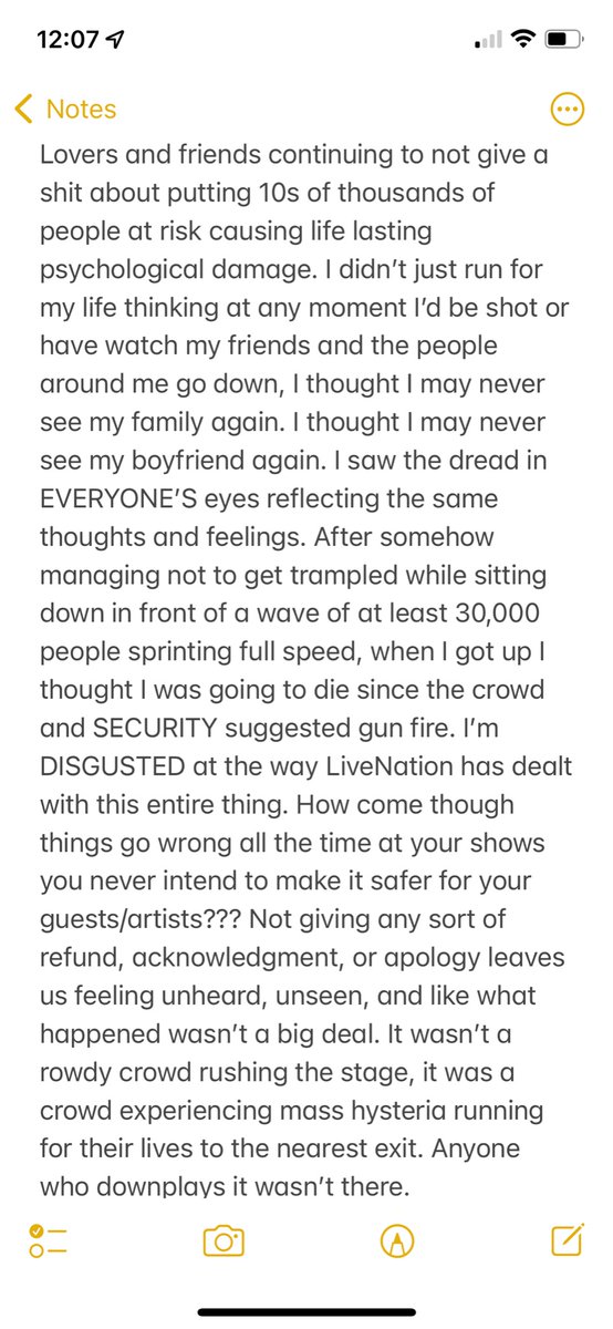 maaaaarni_'s tweet photo. If you care about me at all, please read this. Share my anger and my disappointment. I’m experiencing serious post traumatic stress from this and it feel like no one cares. You don’t play with peoples mortality like this. #LoversAndFriendsFestival #LoversAndFriends @LiveNation https://t.co/OFYEqafgUE