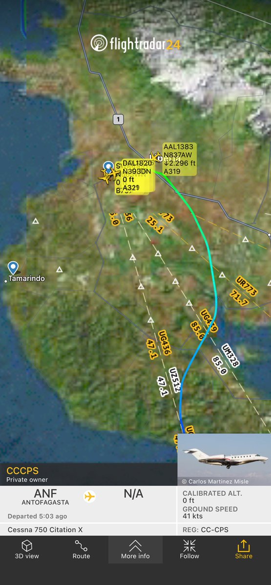adsbcr's tweet image. Flight from Antofagasta 
fr24.com/CCCPS/2bf181df aterrizó en ⁦@Guanacaste_LIR⁩ #CCCPS #ADSB