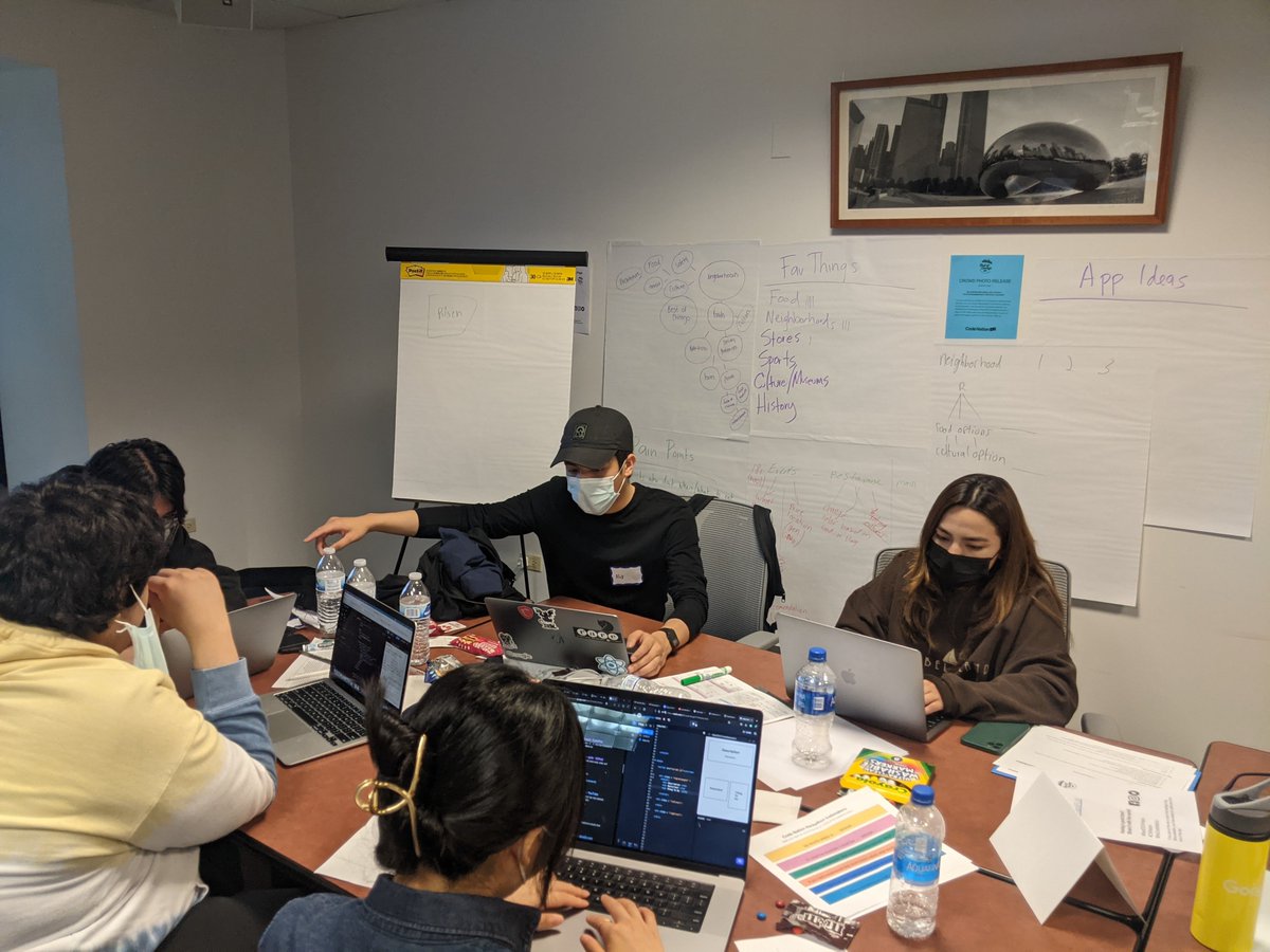 NickiAnselmo's tweet image. Team 20 showing off their webdev skills and building their original app idea - a  neighborhood itinerary planner at the @itsCodeNation Chicago hackathon. #CNHacks