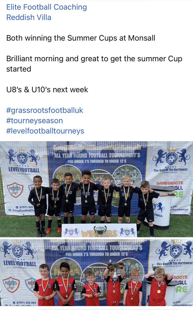 U7’s Winners 22/23 age groups <a href="/EliteFCAcademy/">Elite Football Coaching</a> <a href="/RVillaJFC/">Reddish Villa JFC</a> #SummerCup #LevelFootballTournaments