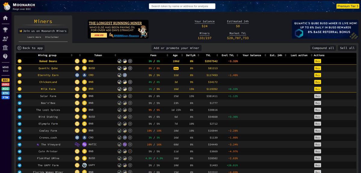Quantic_finance's tweet photo. We are number 2 on the Moonarch Miner section and our banner campaignis live! #BinanceSmartChain #passiveincome #BNBChain #BSC https://t.co/GVCLNrBfK6