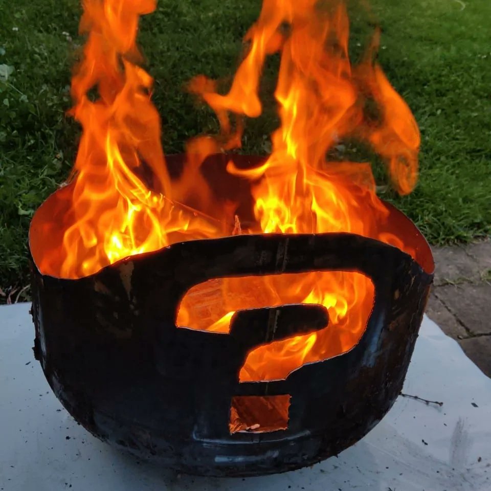 screamagerband's tweet photo. I made a thing 🛠️
Upcycled an old waterboiler into a @therapyofficial themed s̶k̶i̶n̶n̶i̶n̶g̶ fire pit.
Already building some atmosphere while waiting for the CooperCam to go live 🔥
#recycle #upcycling #metalwork #plasmacuttingart #therapy #therapyquestionmark #makersgonnamake https://t.co/XQhFHXZKU4