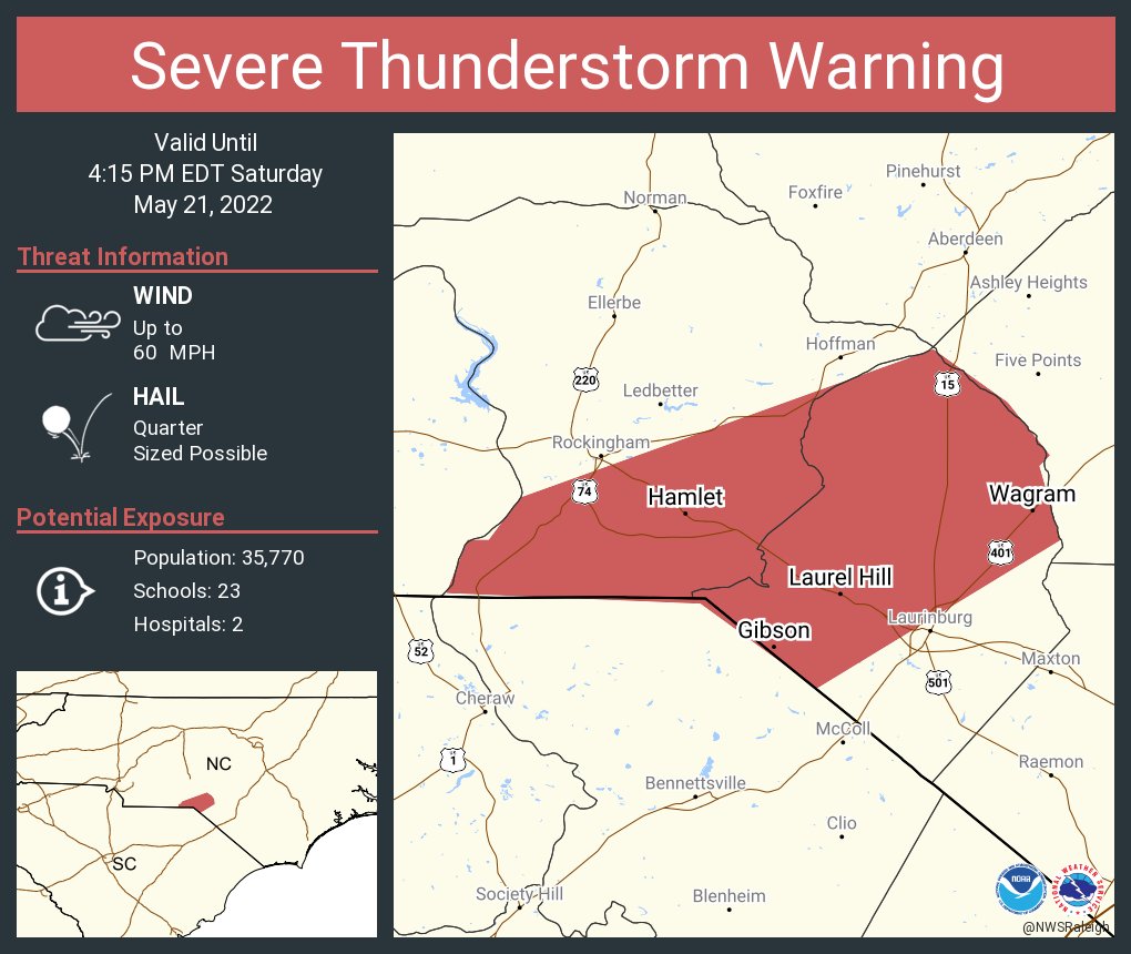 NWS Raleigh on Twitter "Severe Thunderstorm Warning continues for