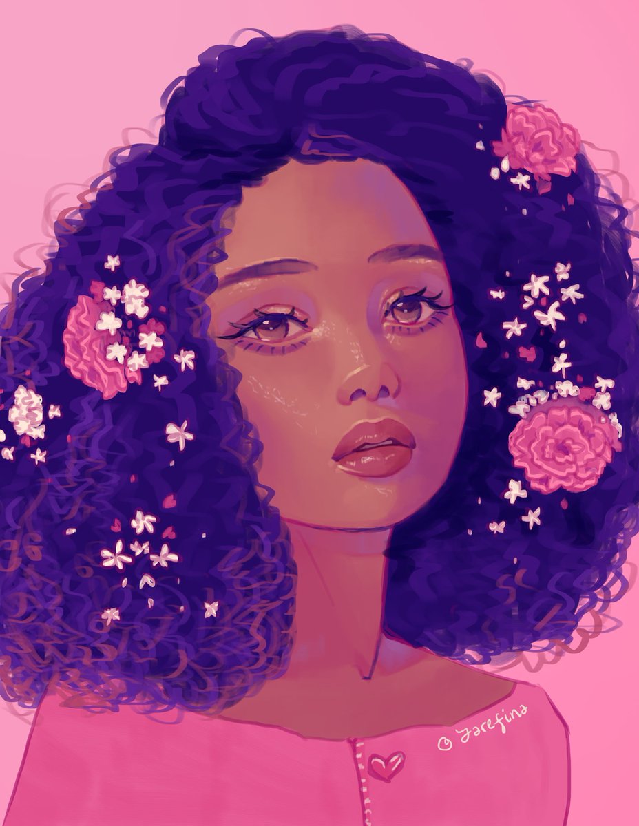 jarefina's tweet photo. This was so fun to draw 💜💕 Flowers in hair are my new obsession from now on 😍 #digitalart #girldrawing #femaleartist #pinkart #ArtistOnTwitter #digitalartistcommunity https://t.co/bPNKlq7sFa