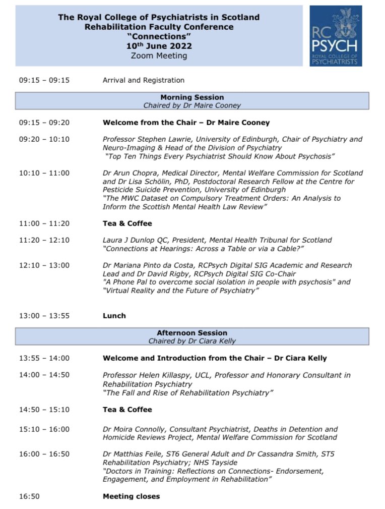 rcpsychDPSIG's tweet photo. Are you attending this year the @rcpsych #RehabPsych conference? Check out the exciting programme on “Connections”! David Rigby &amp; Mariana Pinto da Costa will be there speaking about #VirtualReality &amp; a #PhonePal to overcome #socialisolation. More info here:https://t.co/Ip8L4PaTDY https://t.co/Pq4flVwYTV