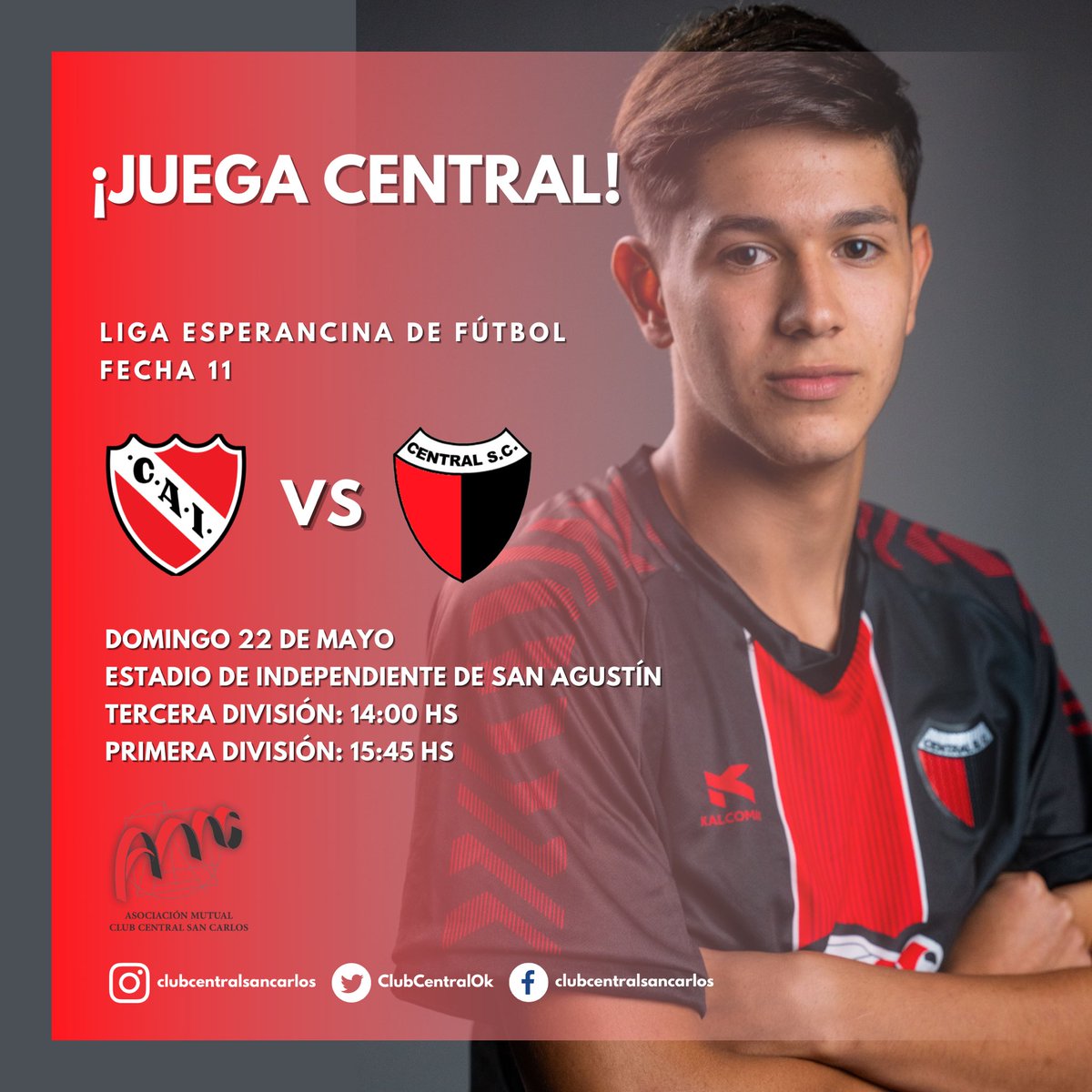 ClubCentralOk's tweet photo. Mañana visitaremos a Independiente de San Agustin por la fecha 11 de la @ligaesperancina 👊🏻

#TodosJuntos ❤️🖤 https://t.co/bmmff2LESU