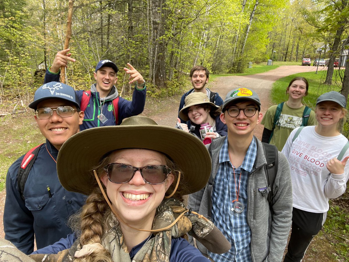 NDFieldEcology's tweet photo. Today is the legendary Adventure Hike when the #UNDERC22 students get dropped in the woods and need to get back to the lab using a map, a compass, and their sense of adventure! Here’s a bunch of tired yet excited adventurers! https://t.co/irb5Kprr95