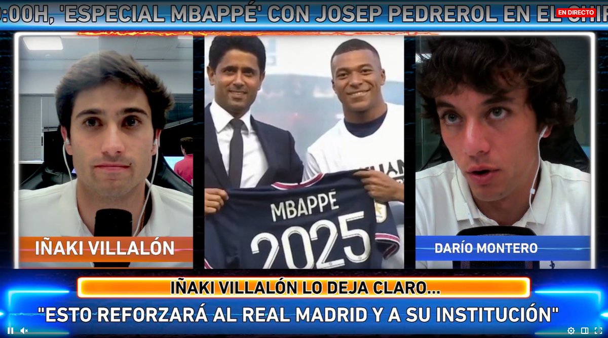 elchiringuitotv's tweet photo. 💣 "El MADRIDISTA debe estar DECEPCIONADO, pero el REAL MADRID es MÁS GRANDE que cualquier JUGADOR".

🙄"Creo que Mbappé ha perdido una oportunidad".

💻🐢 @inakivdl lo tiene claro. ¡Venteee!:
🔴YT:https://t.co/vjziGleKVq
🔵FB:https://t.co/eLExedKb6s
🟣TW:https://t.co/D7dqcx1x2q https://t.co/mp4exqYnG3