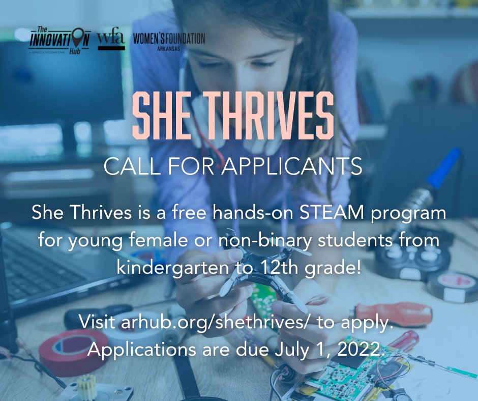We are excited to announce the launch of our new STEAM program, She Thrives! To apply or learn more, visit arhub.org/shethrives/