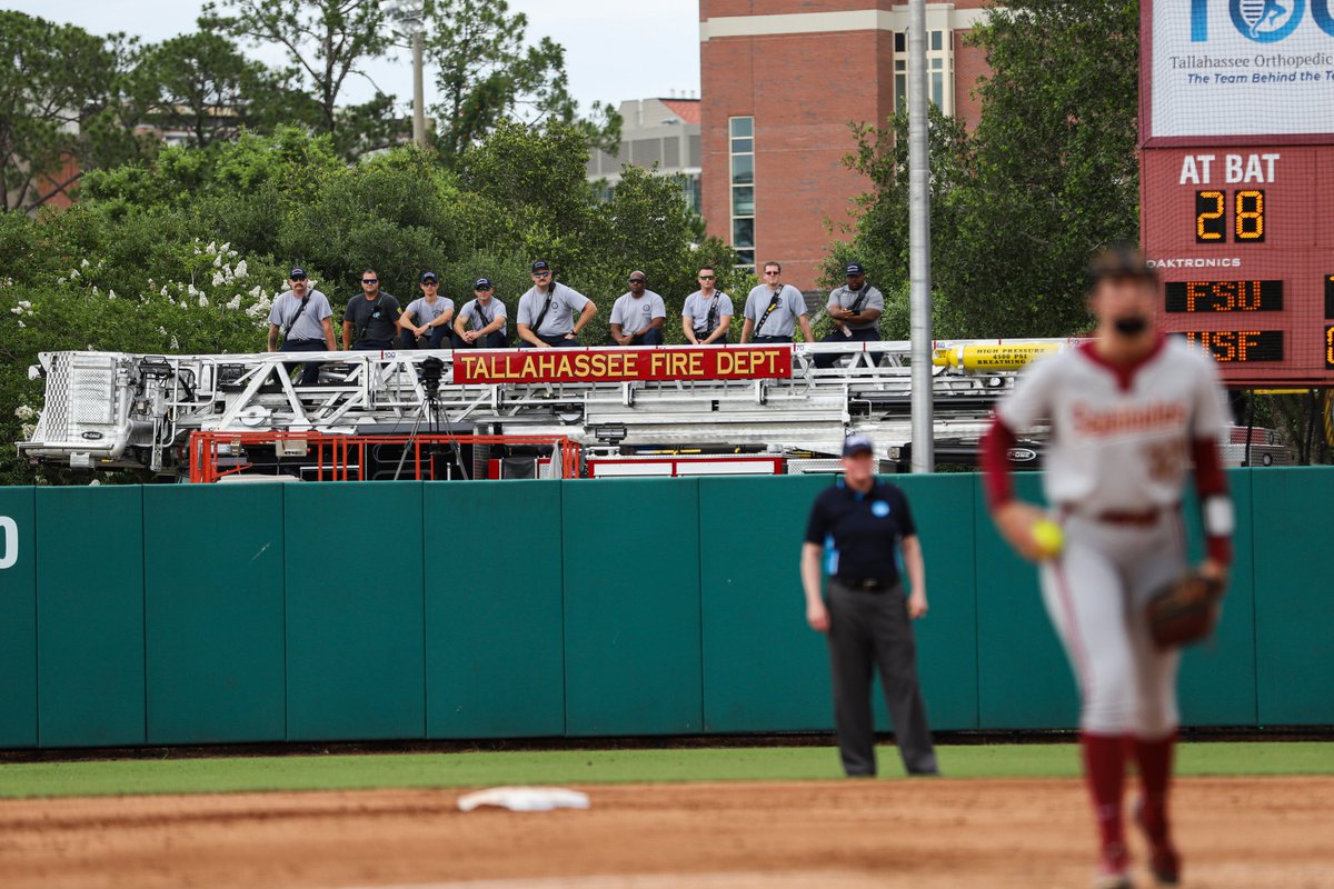 FSU_Softball's tweet image. The fire department came to the Plex because they heard the bats were on 🔥🔥🔥! #OneTribe