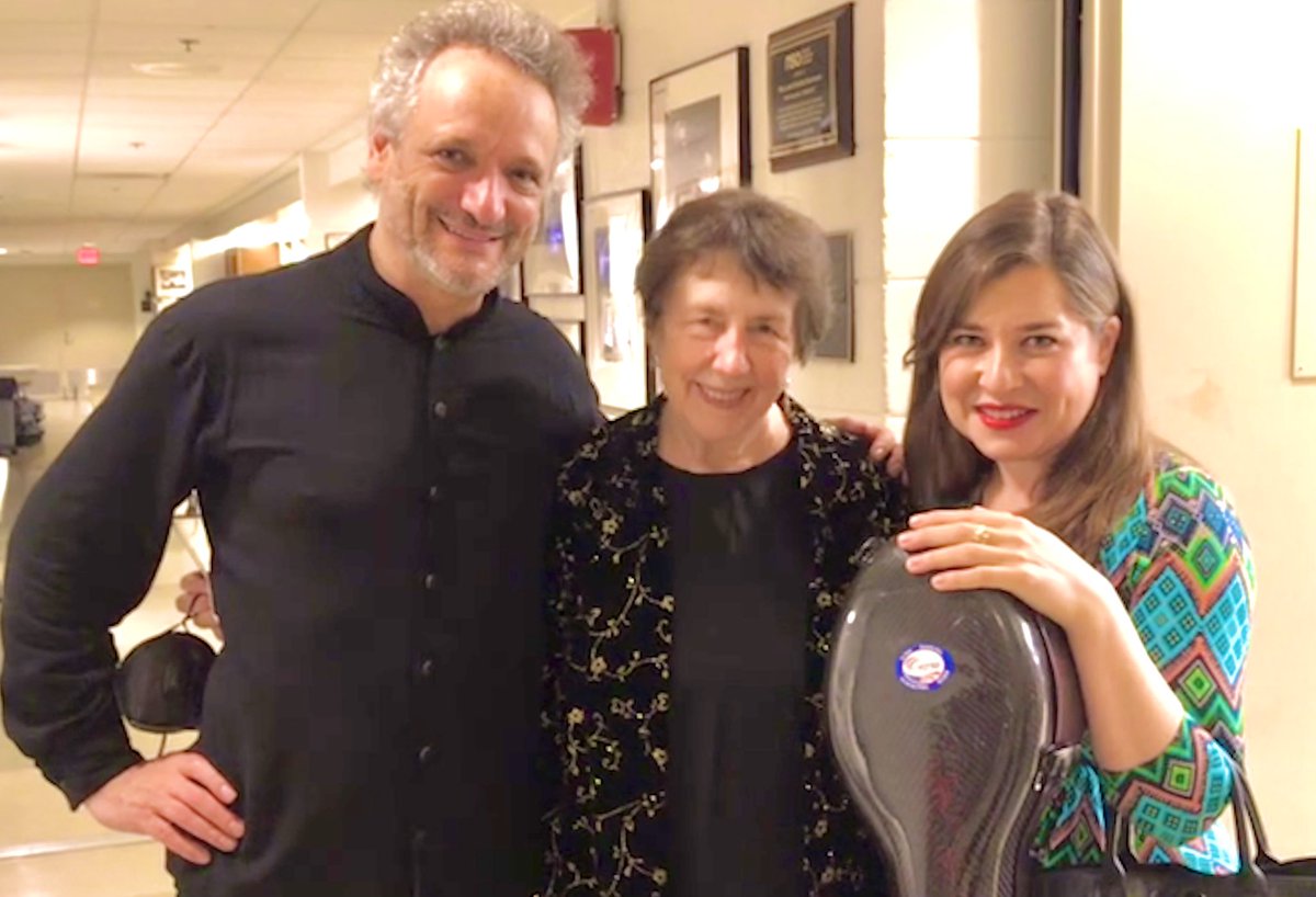 LouisLangree's tweet photo. What a joy to conduct #ANewDay with its best advocates : the dedicatee @AWeilerstein, 
the @NatSymphonyDC  who co-commissioned this cello concerto, and the composer herself, the legendary #JoanTower 🙏🏻. Thank you Joan for inspiring all of us this week!
Last concert tonight 💙 https://t.co/jGYONQInR9